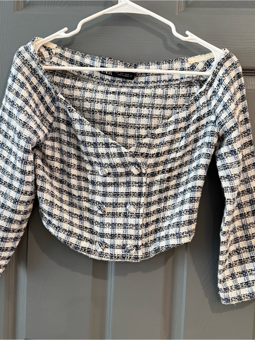 Zara Blue, Black & White Tweed Jacket